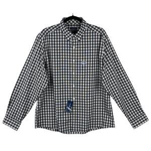 Club Room Dress Shirt Men's XL 17-17.5 Slim Fit Black & White Check NEW